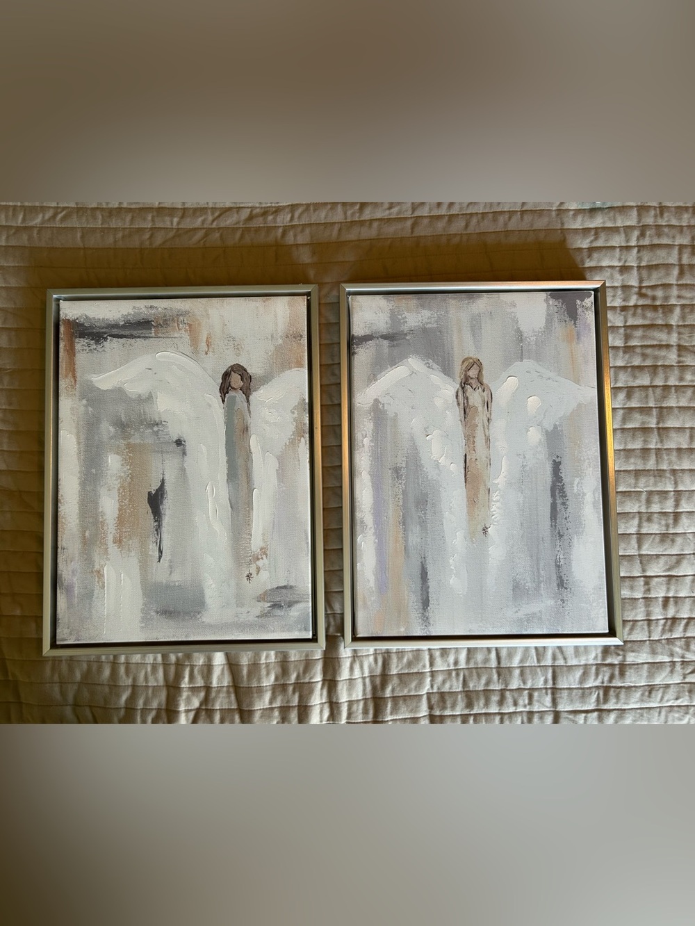 Raz Imports Set of 2 Angel Wall Art Canvases in Neutral Tones